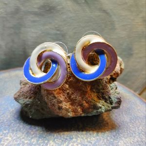 Pair of vintage tri-colored earrings